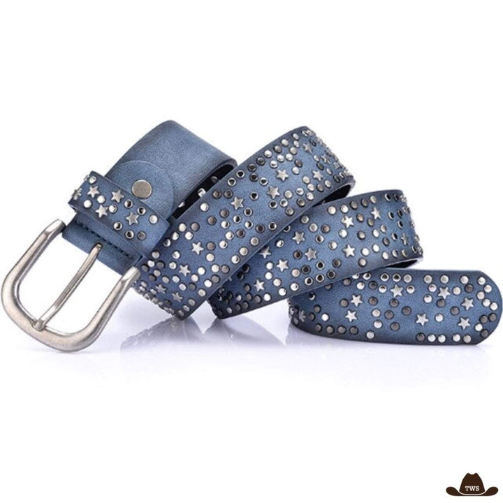 ceinture western femme look bleue