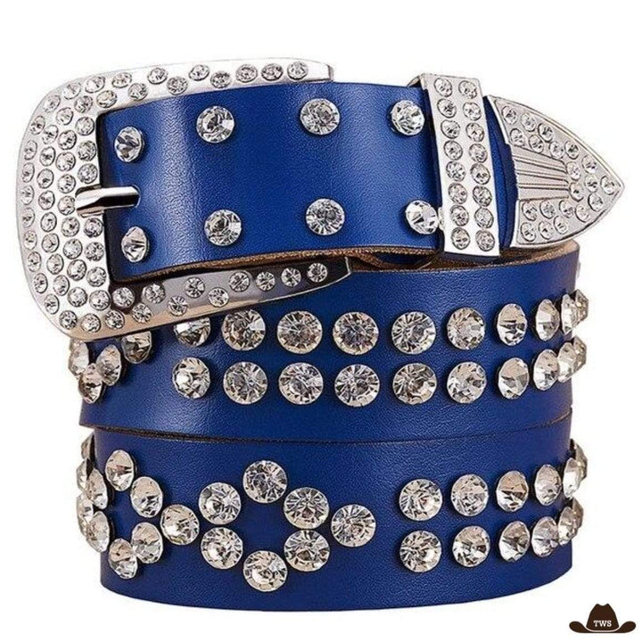 Ceinture Strass Country Bleue