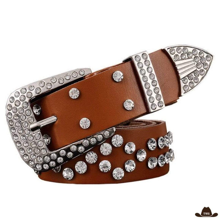 Ceinture Strass Country Marron