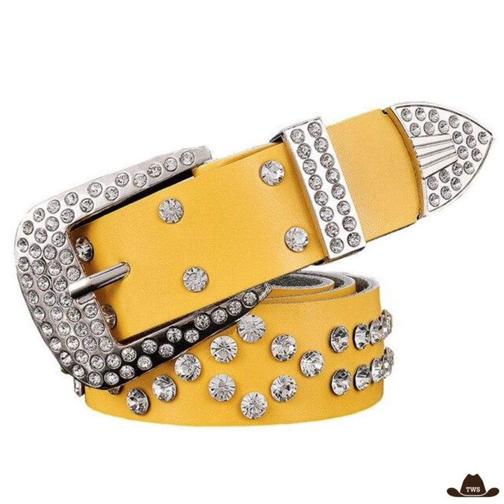 Ceinture Strass Country Jaune