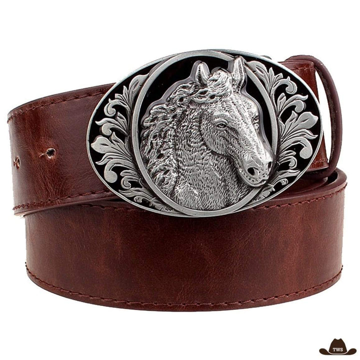 Ceinture Western Décoration Crin de Cheval Marron