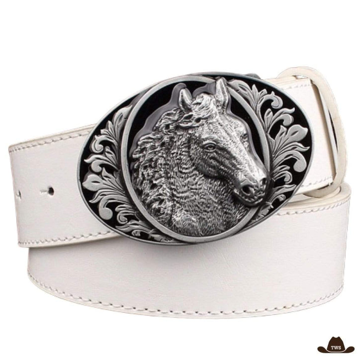 Ceinture Western Décoration Crin de Cheval Blanche