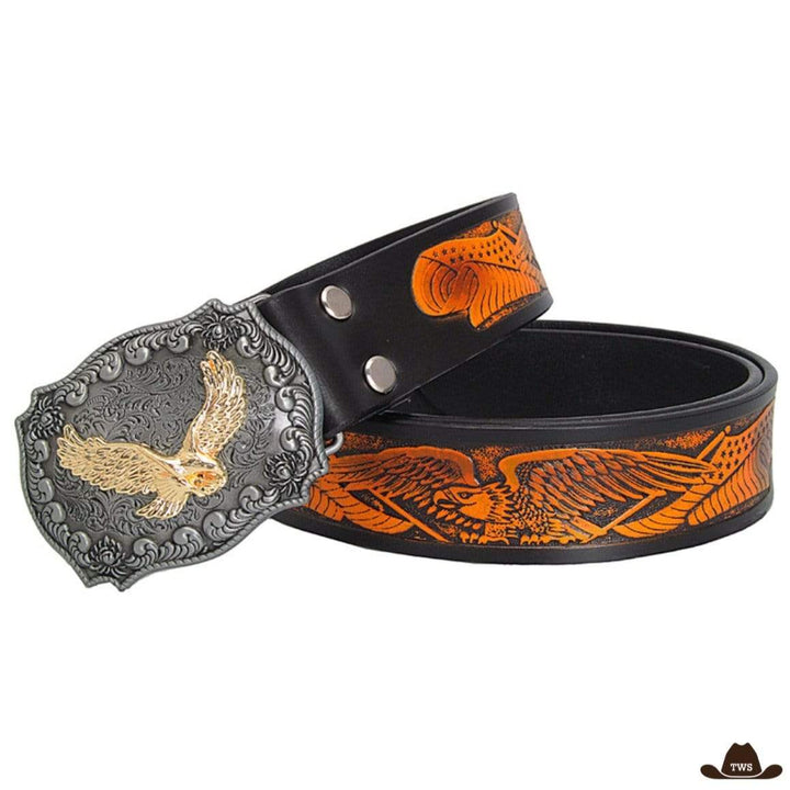 Ceinture Western Noire Avec Aigle