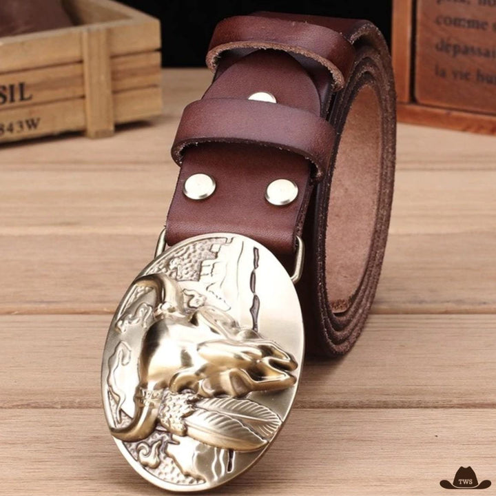 Ceinture Western Country Marron Dorée