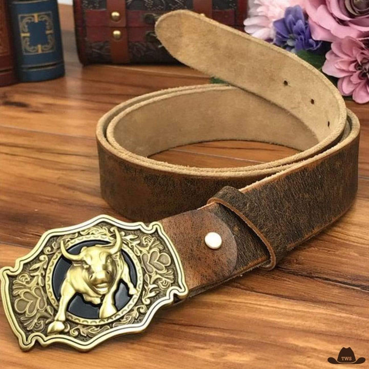 ceinture western country homme - marron clair