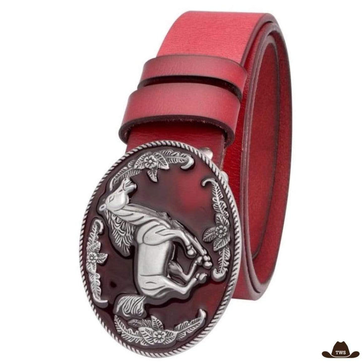 Ceinture Western Cuir Femme Rouge