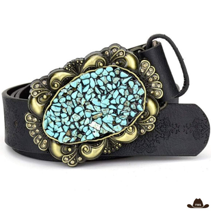 ceinture western femme pierre bleu