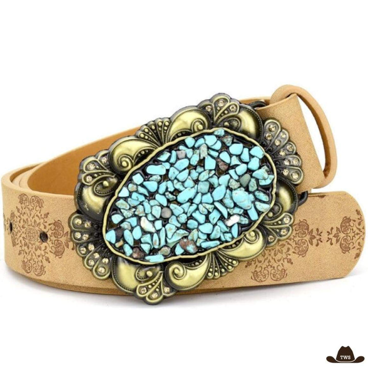 ceinture western femme pierre bleue