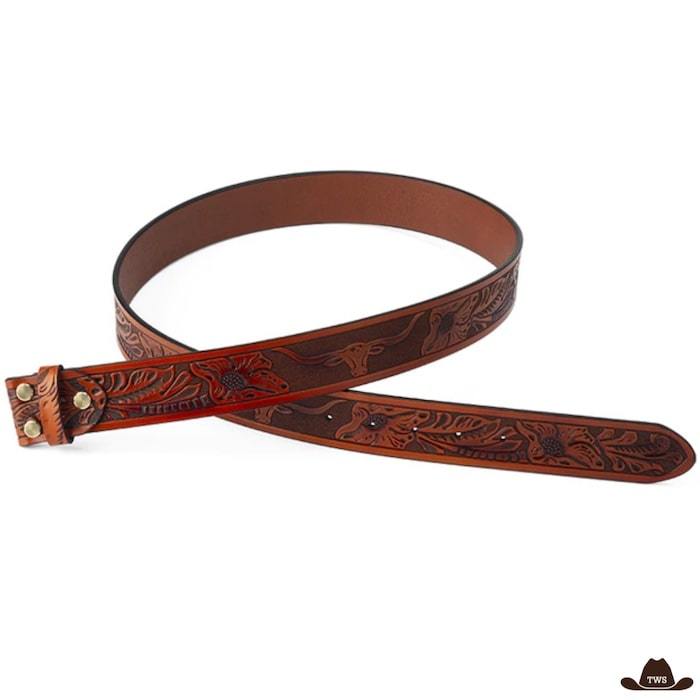 Ceinture Western Pour Boucle Interchangeable Taureau Orange