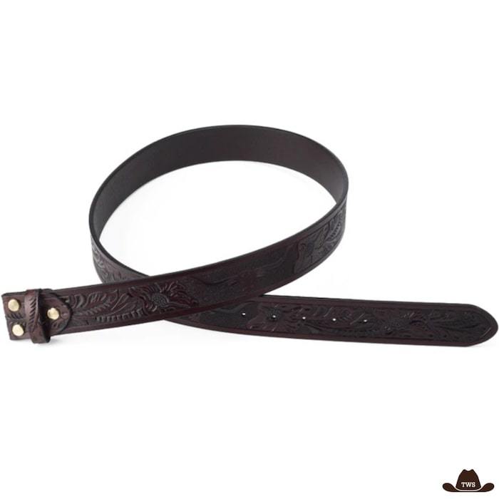 Ceinture Western Pour Boucle Interchangeable Taureau Marron