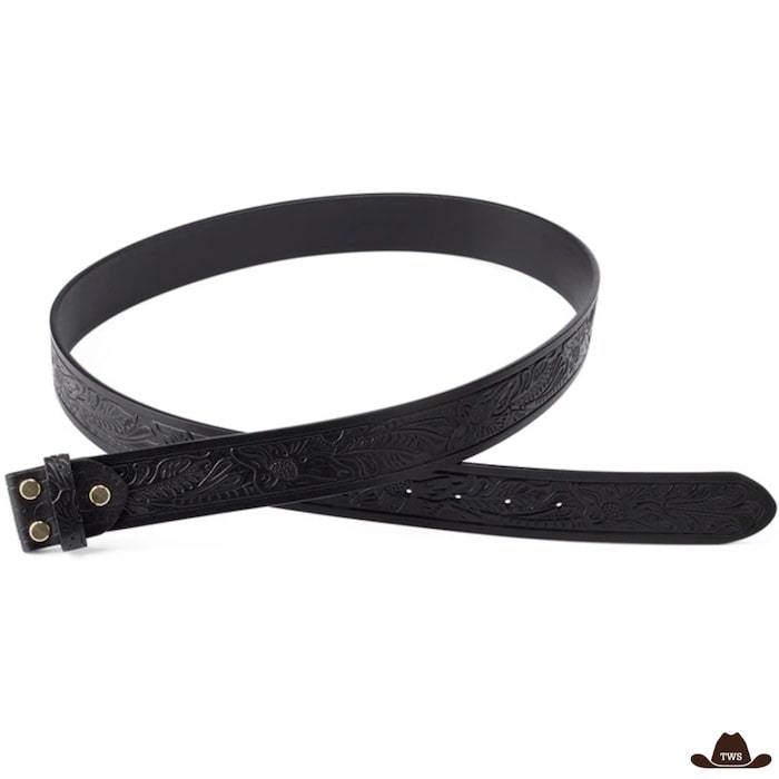 Ceinture Western Pour Boucle Interchangeable Fleurs Noires