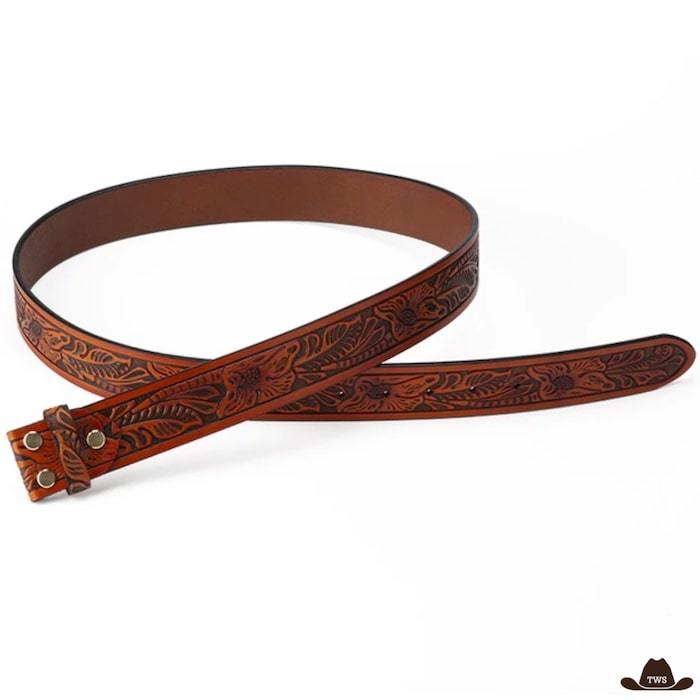 Ceinture Western Pour Boucle Interchangeable Fleurs Orange