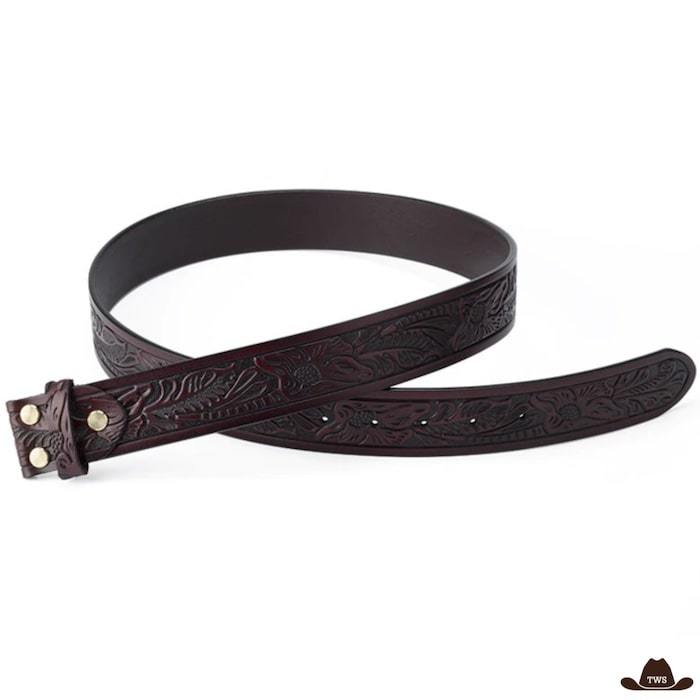 Ceinture Western Pour Boucle Interchangeable Fleurs Marron