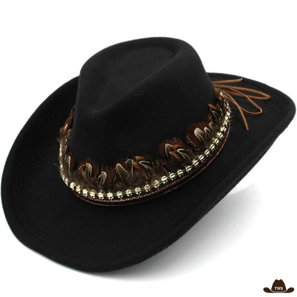 Chapeau Country Avec Plumes