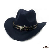 Chapeau Cowboy Cow Style Bleu Marine