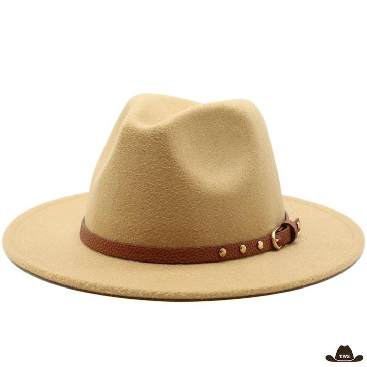 Chapeau de Cowboy à Bord Plat Beige