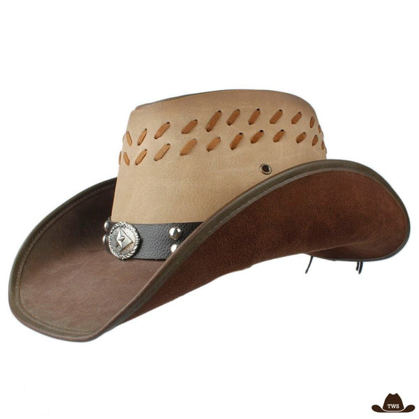 chapeau de cowboy cuir marron