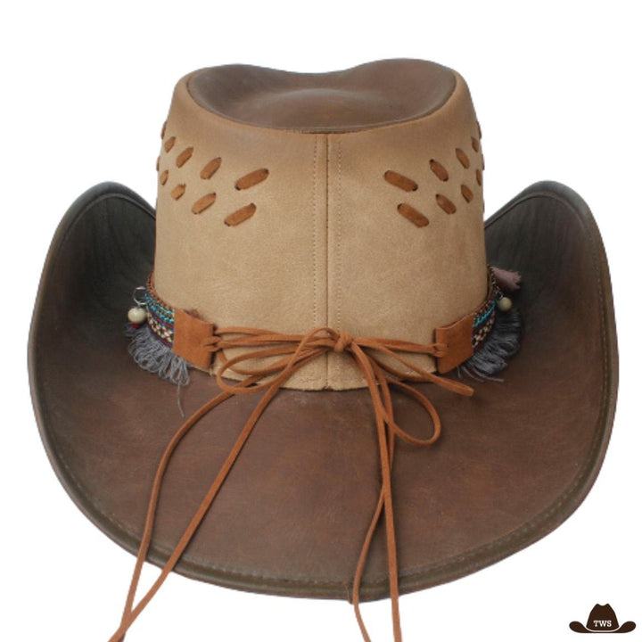 chapeau cowboy cuir marron femme