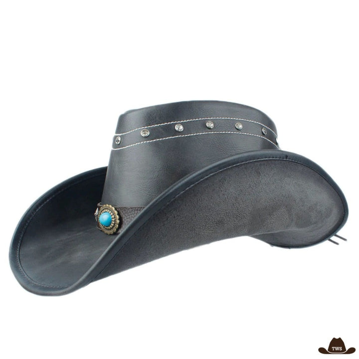 Chapeau Cowboy Cuir Noir