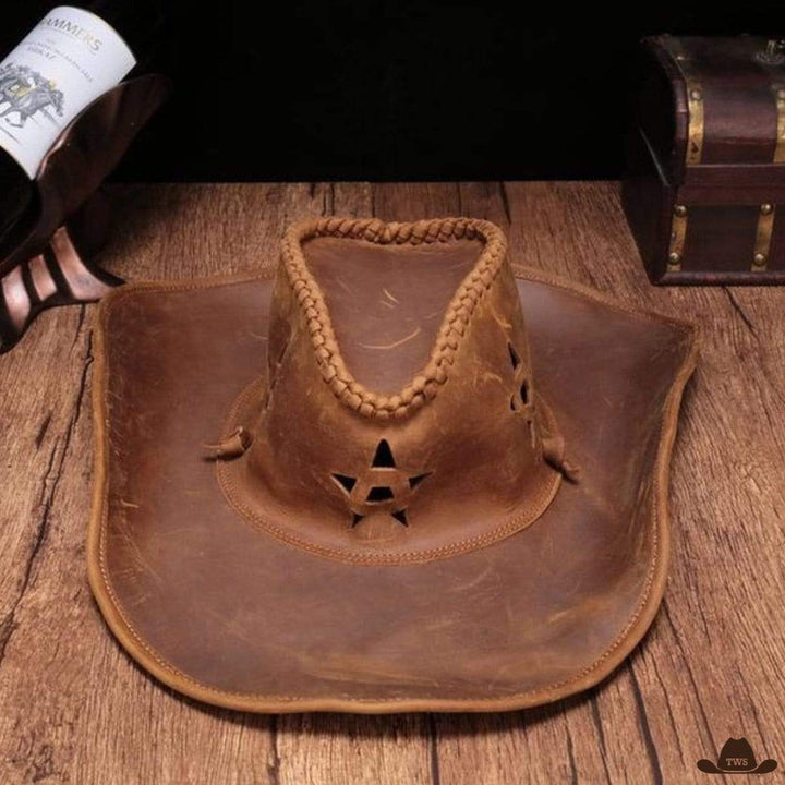 Chapeau de cowboy en cuir - étoile