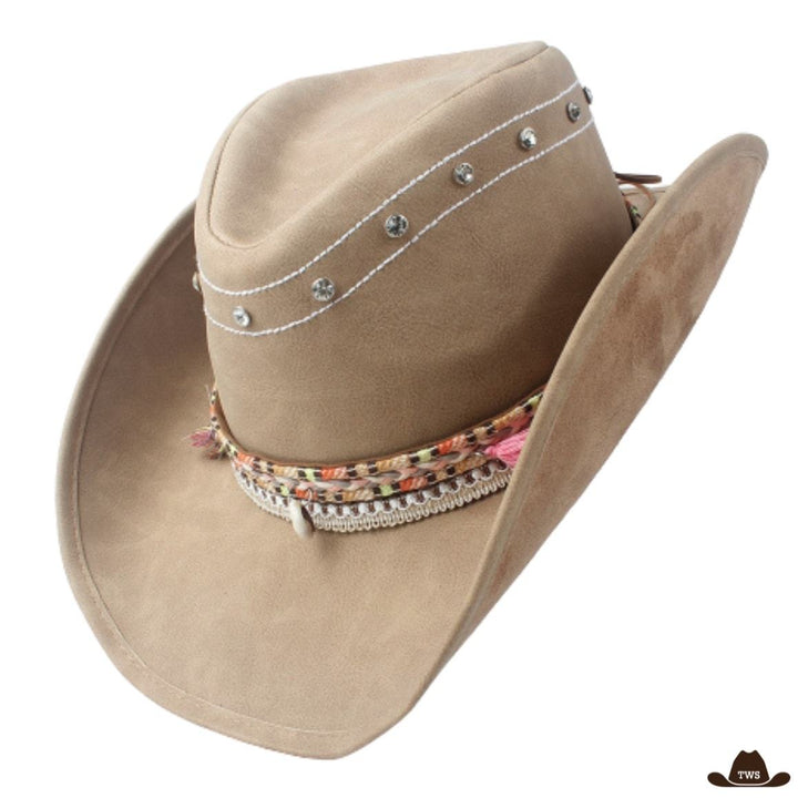 chapeau cowboy en cuir pour femme