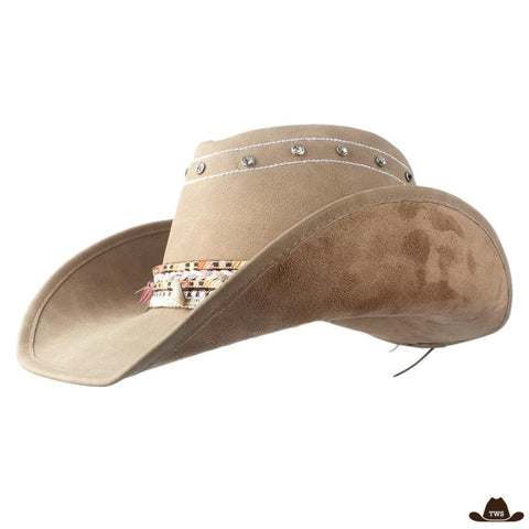 chapeau de cowboy en cuir pour femme