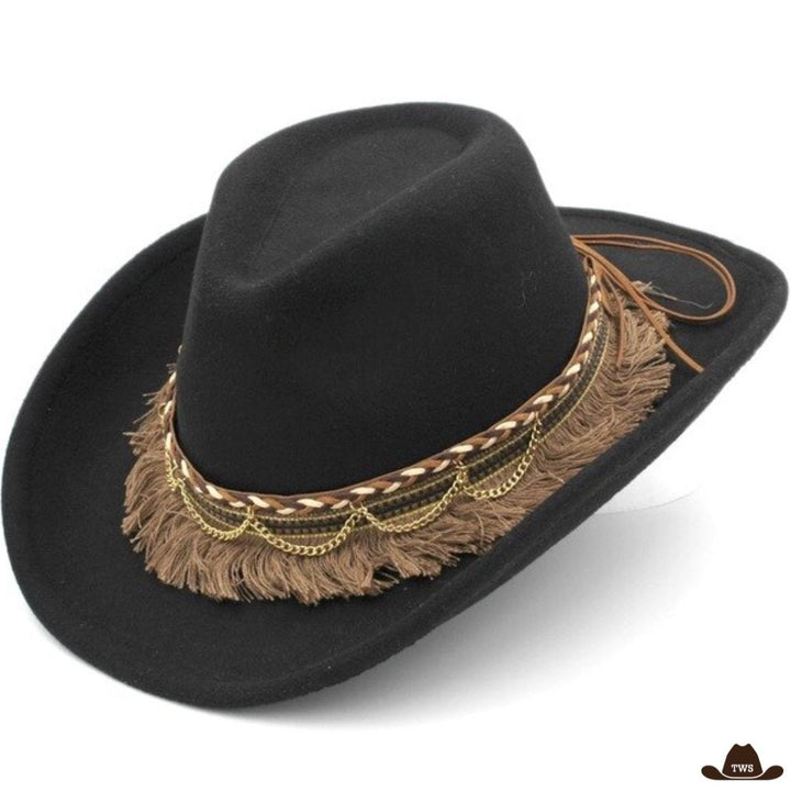 Chapeau de Cowboy Femme Fantaisie Noir