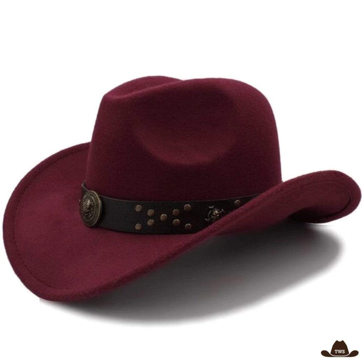 Chapeau Cowboy Homme Feutre Bordeaux