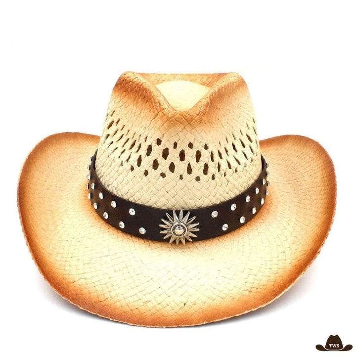 Chapeau Paille Western Strass Noir