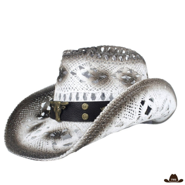 Chapeau de Paille Western Femme Blanc