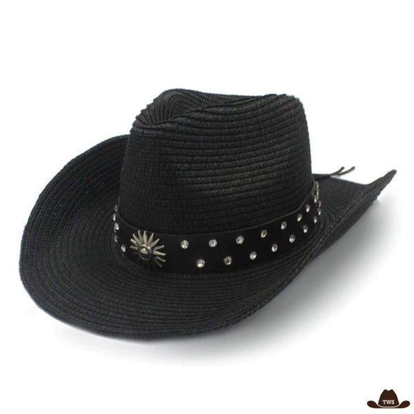 Chapeau Paille Western Noir