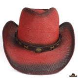 Chapeau de Paille Western Noir et Rouge