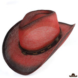 Chapeau de Paille Western Rouge et Noir