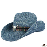 chapeau de paille western femme turquoise