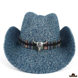 chapeau de paille western femme turquoise