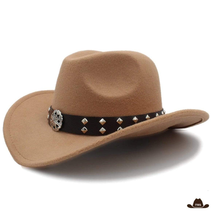 Chapeau Western Bord Court Marron clair