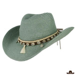 Chapeau de western en paille - vert