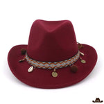 Chapeau de cowboy Indian - bordeaux