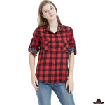 Chemise Carreaux Femme Country Rouge