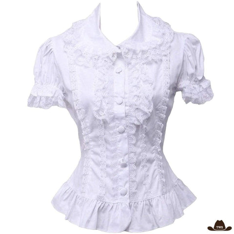 Chemise Blanche Manches Courtes Country Femme