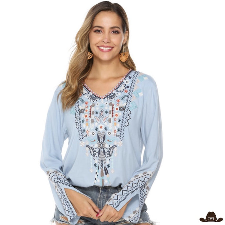 Chemise Country Femme Fleurs