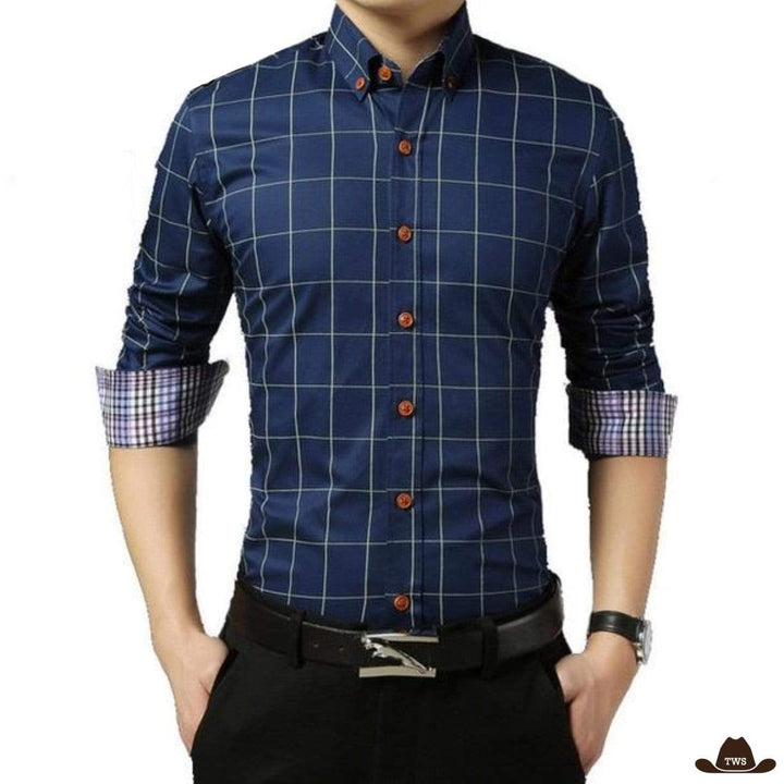 Chemise de western Far West bleu foncé