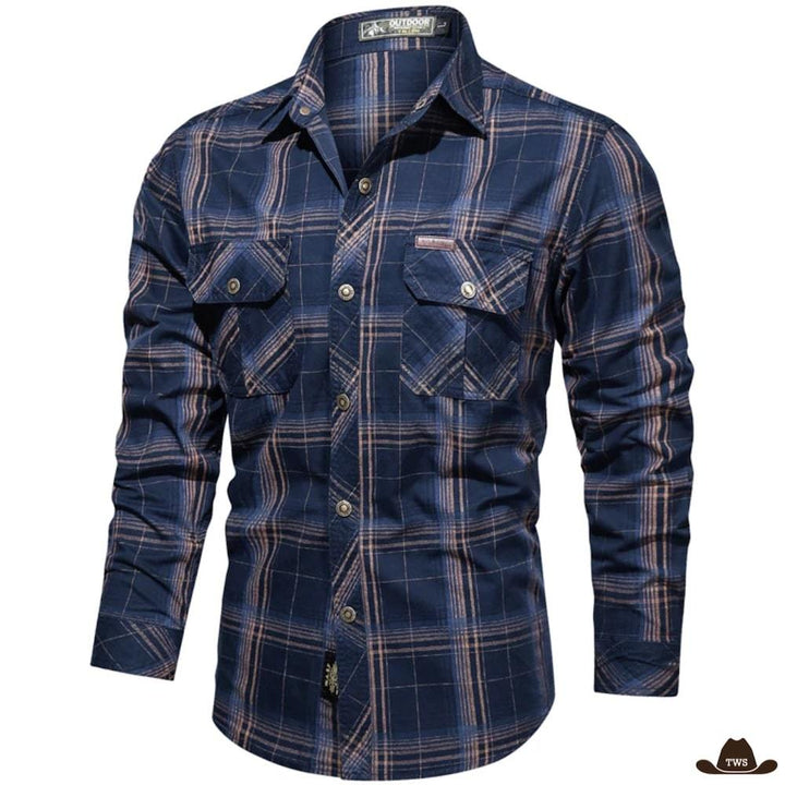 Chemise Western à Boutons Pression Bleue