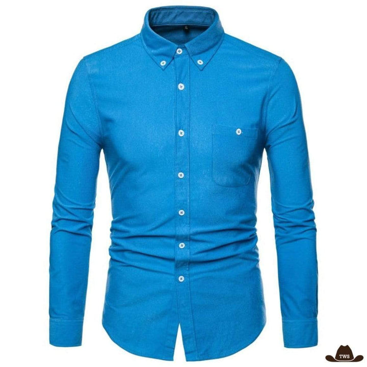 Chemise Western Velours Homme Bleu Clair