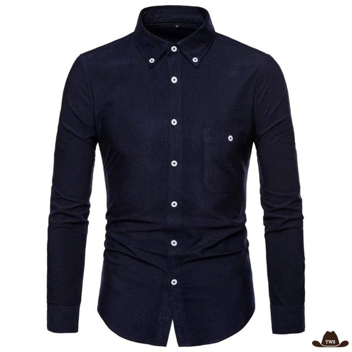 Chemise Western Velours Homme Bleu Marine