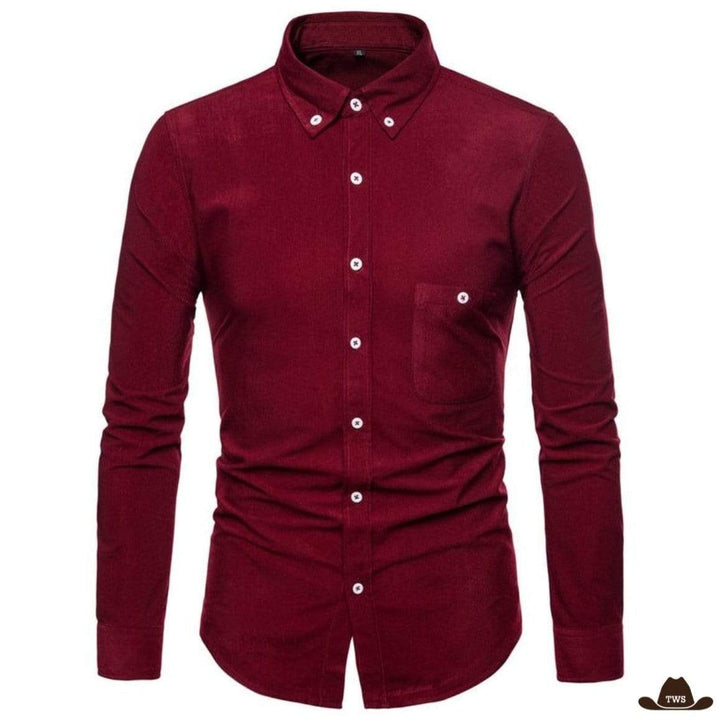 Chemise Western Velours Homme Bordeaux