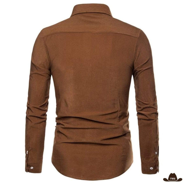 Chemise Western Velours Homme Marron