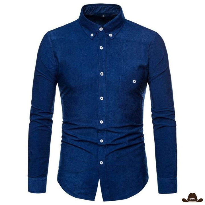 Chemise Western Velours Homme Bleue