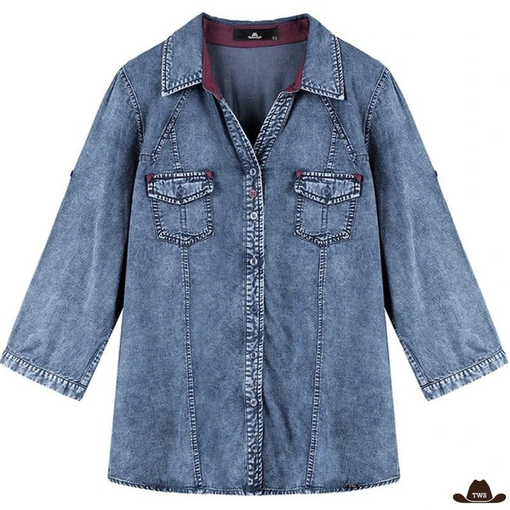 Chemise Western Denim Bordurée Femme