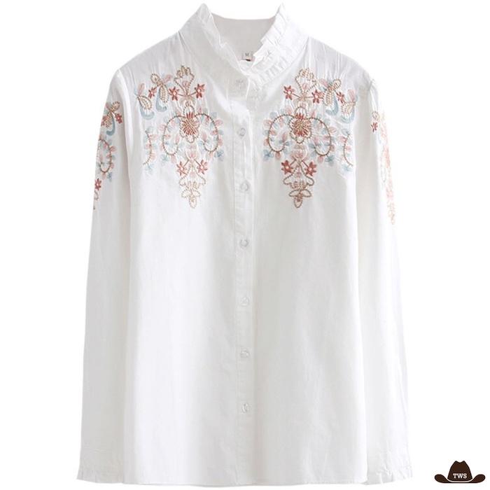 Chemise Western Femme à Manches Longues